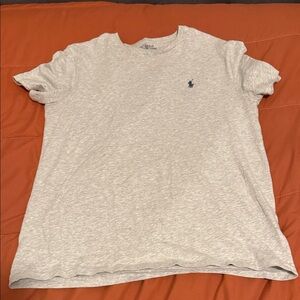 Ralph Lauren Heather Light Gray Short Sleeve Crew Tee with Navy Pony